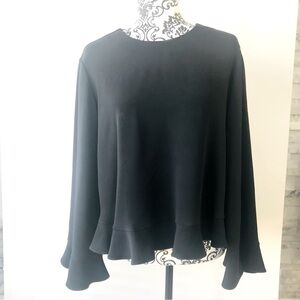 Stella McCartney Flowy Ruffle Bell Sleeve Tie Back  Blouse Black XS